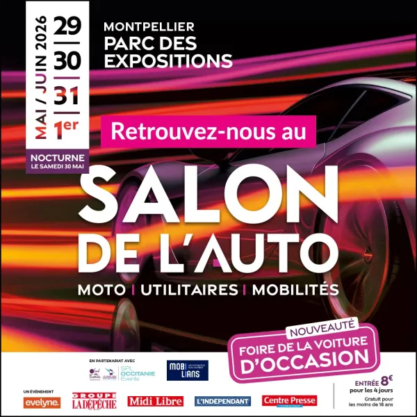 Affiche salon de l'auto Montpellier, jeu concours